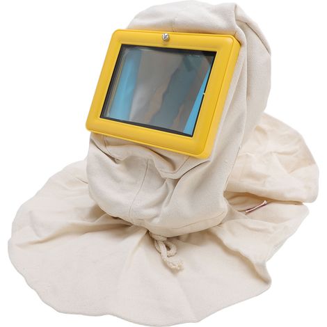 Casque de sablage à capuche visière double vitrage protection peinture grattage cadre jaune (1/5)