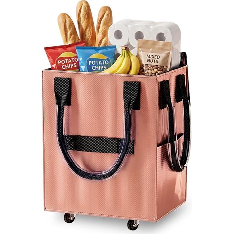 Borsa della spesa riutilizzabile su ruote, carrello della spesa pieghevole con ruote, adatto per fare la spesa, lavanderia, campeggio e traslochi 58×42,5×30,5. (1/5)