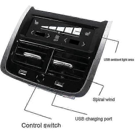 Cache de climatisation avec purificateur d'air LED pour sortie d'air arrière et port USB de chargement pour BMW XC60, XC90, S60 et V90 (2015-2021). (1/5)