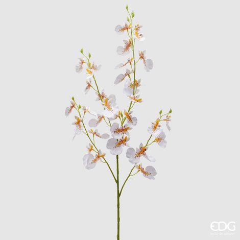 EDG Enzo De Gasperi Orchidea Oncidium Ramo x4 Artificiale H 80 Cm White Yellow