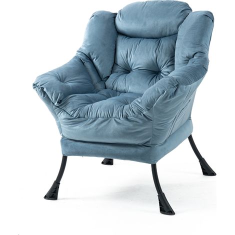 Relaxsessel mit Metallgestell und Seitentasche, Hellblau, MODENUIT (1/3)