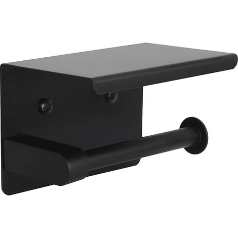 Porte-rouleau de papier toilette adhésif avec étagère, fixation murale, sans perçage, en acier inoxydable SUS 304. (1/3)