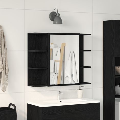 vidaXL Armoire Miroir Chêne noir 80 x 20,5 x 64 cm Bois d'ingénierie