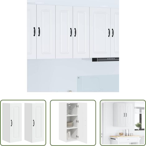 vidaXL Küchenregal Weiß - Küchenschrank Kalmar 2 pcs Weiß 30 x 31 x 80 cm Holzwerkstoff (1/5)