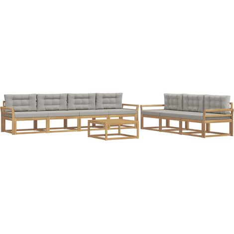 Outdoor Sofa Set with Cushion 7 pcs White and Light Grey vidaXL (1/5)