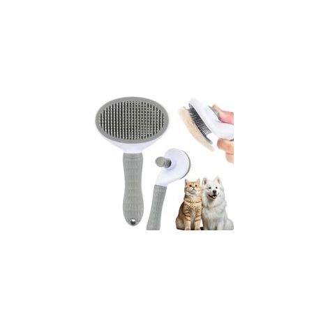 1 Pcs Brosse Chat, Brosse pour Chat Poil Long Court, Brosses de Toilettage pour Chats, Peigne Anti Puces pour Chats Chien avec Auto Bouton, Peigne pour Sous Poil Chatss animaux de compagnie(Gris) (1/5)