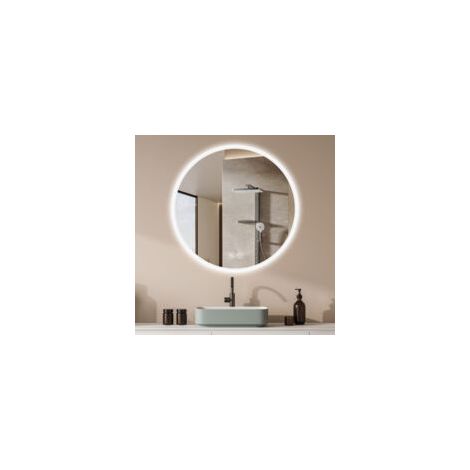 Miroir mural LED rond de 70 cm, anti-brouillard, avec lumière réglable, adapté aux chambres et aux salles de bains, miroir intelligent moderne (1/4)