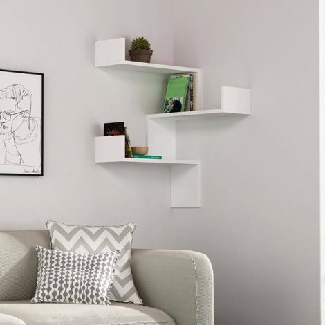 Dmora - Estantería Dpiacezz, Estante, Estante de pared, Estanterías multiusos, 60x60h90 cm, Blanco (1/3)