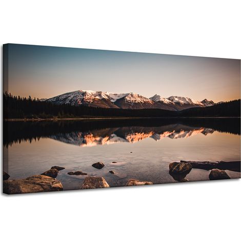 Leinwanddruck Naturlandschaft Berge Teich 120x60