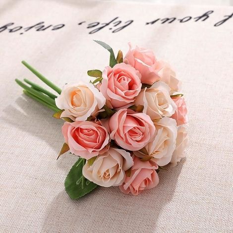 Fleurs artificielles rose Bouquet De Soie Fête De Mariage Décor À La Maison Beauté, Artificielle Rose Fleur Guirlande Décoration (1/3)