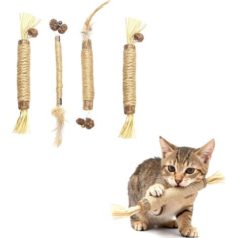 Catnip, Matatabi Chew Sticks for Cats (4 pcs), Dental Care Toy to Remove Tartar and Freshen Breath, Toy for Kittens and Adult Cats with Matatabi (1/5)