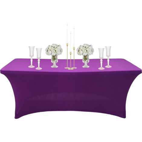 1 Nappe,Spandex,Polyester,Anti-tache,Imperméable,Violet,183cm,Mariage,Fête (1/5)