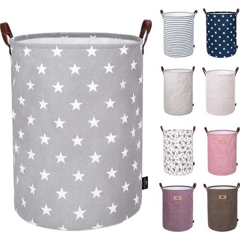 Cesta organizadora de ropa de 19 pulgadas, plegable, bolsa de lavandería de gran capacidad, gris estrella