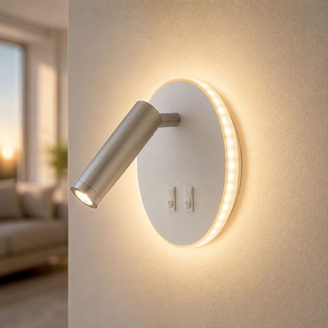 Applique a LED per soggiorno, faretto orientabile, bianco, metallo, H 15 cm (1/5)