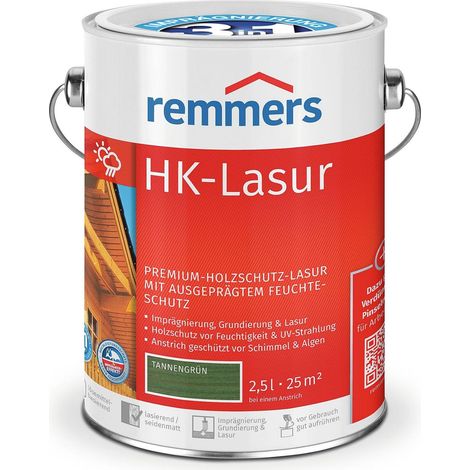Remmers HK-Lasur 3in1 tannengrün, 2,5 Liter, Holzlasur aussen, 3facher Holzschutz mit Imprägnierung + Grundierung + Lasur, Feuchtigkeit- und UV-Schutz (1/5)