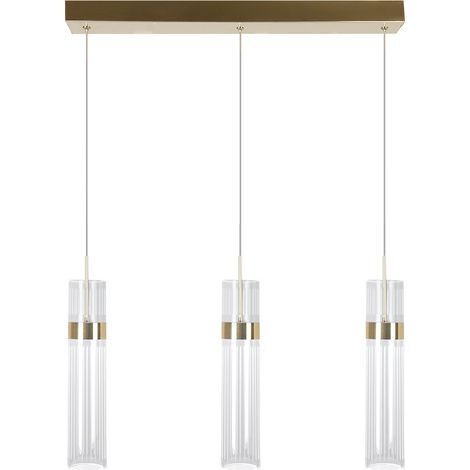 Moderne Hängeleuchte mit Goldstreifen, 60 cm, dekorative transparente Röhren, farbveränderliche LED, 6W AMBIENTE Light Prestige