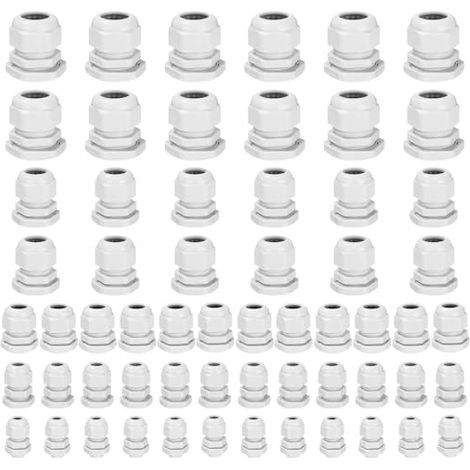 60pcs Presse Étoupes Étanches M12 M16 M20 M25 M32,Presse Etoupe Caoutchouc Joint IP68 Réglable Presse etoupe,Nylon Plastique Contre écrous Réglable pour Maison/Jardin/Éclairage d'extérieur Câble (1/5)