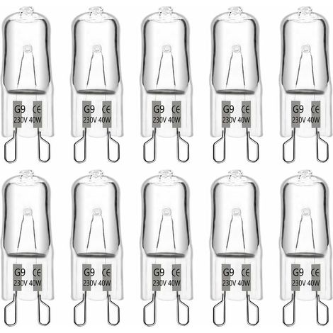 G9 T4 40W 480LM 230V dimmbare Halogenlampe, 2900K warmweiß, für Kronleuchter, Schrankleuchten, Gartenleuchten, Wandleuchten (10er-Packung)