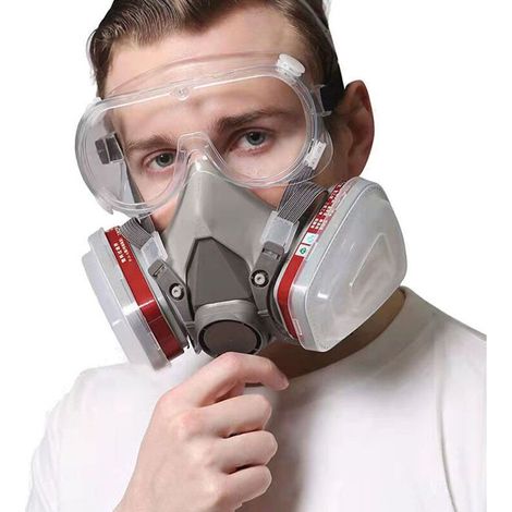 Lot de 7 masques de protection, masque de peinture en spray, réutilisable avec filtre anti-poussière, masque respiratoire avec filtre pour pulvérisation, peinture, travail, produits chimiques, bricola