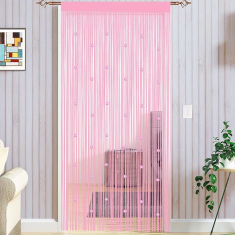 Rideau De Porte en Perles Anti Mouches pour Extérieur - Moustiquaire, Cloison De Séparation De Pièces - 90x200cm - Rose (1/5)