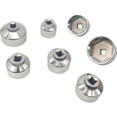 Kit d'outils de jeu de douilles de clé de capuchon de filtre à huile 3/8 '', 7 pièces, 24 27 29 30 32 36 38mm de remplacement pour Mercedes Benz VW BMW (1/5)