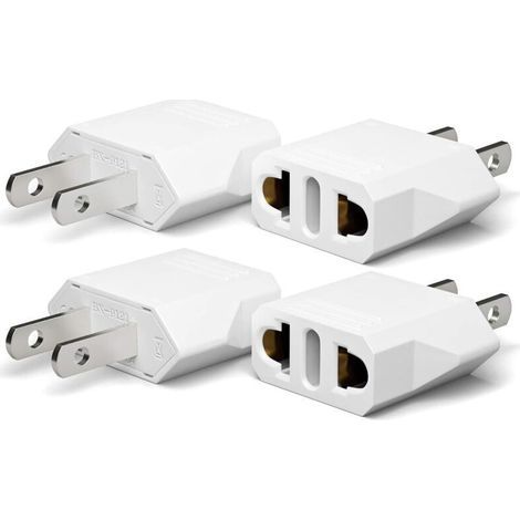 4-teiliges Reiseadapter-Set: US-Steckeradapter, Frankreich-US-Steckeradapter, US-Deutschland-Steckeradapter, Europa-Steckeradapter (Amerika/Kanada/Mexiko/Italien/Schweiz/Brasilien) – Weiß (1/4)