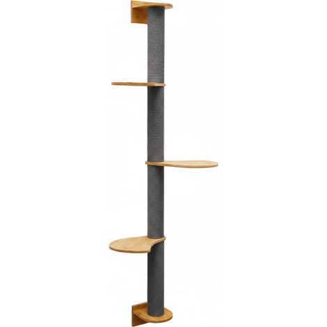 175 cm Rascador de Pared con 3 Plataformas - Árbol para Gatos - Columna de Sisal (1/5)