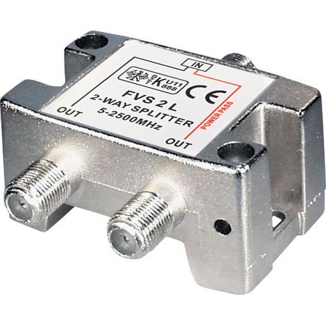 Splitter 2-way splitter f-jack - 2x f-jack dc-pass at one port high quality 
series 5-2500 mhz