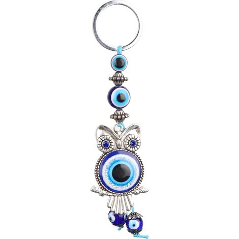 1 Porte-clés Hibou, Œil bleu, Verre turc, Amulette protection, Décoration intérieur, Cadeau porte-bonheur (1/5)