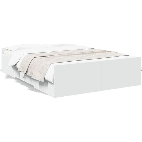 Cadre de lit avec tiroirs blanc 140x190 bois d'ingénierie (1/5)