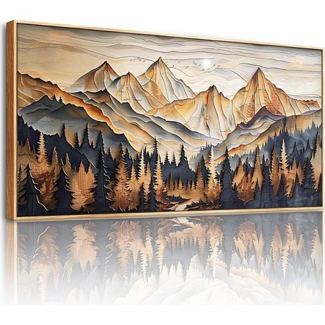 Tableau Decoration Murale Arbre Montagne Vegetale Cadre 50x100 cm (1/5)