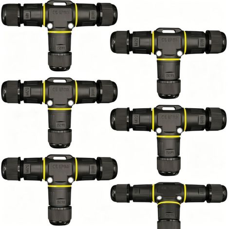 Connecteur Étanche Extérieur IP68 en T (Pack de 6) - Raccord de Câble Électrique 3 Voies Diamètre 3 à 12mm (1/5)
