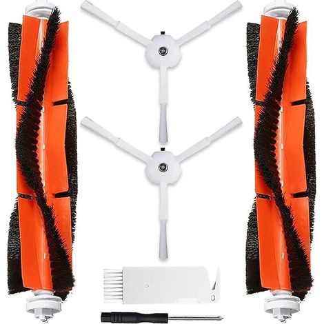 Brosses Principales Accessoires de Rechange pour Xiaomi Roborock S5 Max S6 Pure S6 MaxV S6 Max S4 Max S4 S5 S50 S51 S55 S6 S60 S65, 2 Brosse Principale, 2 Brosses Latérales (1/5)