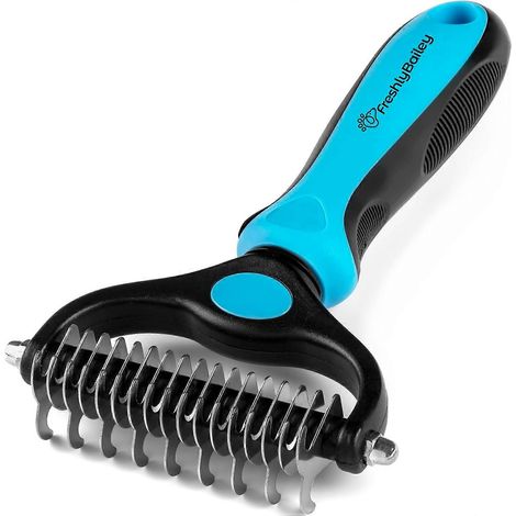 Brosse démêlante double face pour chiens et chats - Peignoir à sous-poil, démêlant et nettoyant en douceur pour poils emmêlés. (1/5)