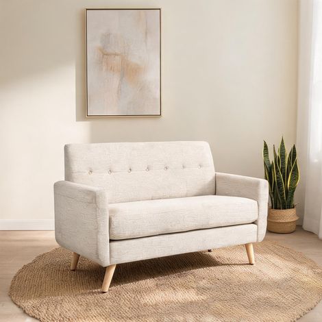 Canapé beige en polyester Mehrschichtplatte 134 x 71 x 82 cm (1/5)