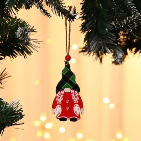 Pendentif Sapin De Noël - Bois - 10 cm x 5 cm - Pour Décoration Arbre De Noël - Lot De 4 (1/3)