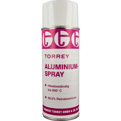 TORREY Aluminium Lack Spray 99% rein - Sprühdose 400 ml, hitzebeständig bis +800°C (1/3)