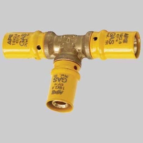 Raccordo a pressare a TEE ridotto per gas - 26 x 16 x 26