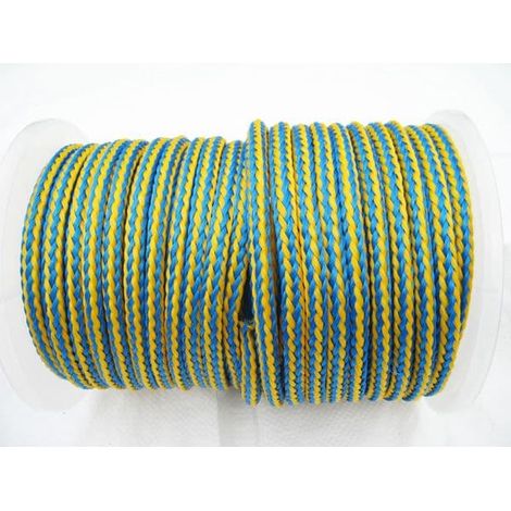 8MM x 100 Metre Blue/Yellow 16 Plait Single Braided PolyPropylene Rope - PP Hollow