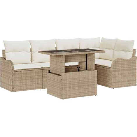 Maison Exclusive - Conjunto de sofá de jardín 6 pcs Beige Rattan