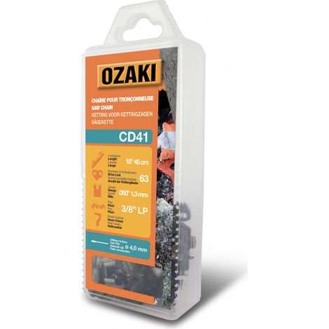 Cadena de motosierra semicuadrada OZAKI: .3/8"LP .050 (1.3mm) 63 conductores OZAKI