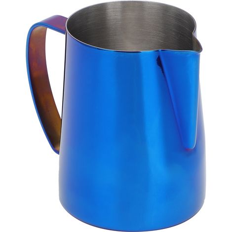 600 ml Edelstahl-Kaffeekanne, Milchaufschäumkännchen für Latte Art, Blau (1/5)