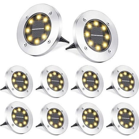 Luces solares exteriores LED Ahlsen de 8 luces, impermeables IP65, para jardín, jardín, césped, luces decorativas de luz blanca cálida para caminos, terrazas, patios y escaleras (8 unidades). (1/5)