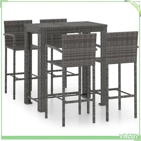 Ensemble bar d'extérieur 5 pcs - FAFEICY - 3064812 - Résine tressée gris - Cadre acier poudré - 4 sièges 110 kg (1/5)