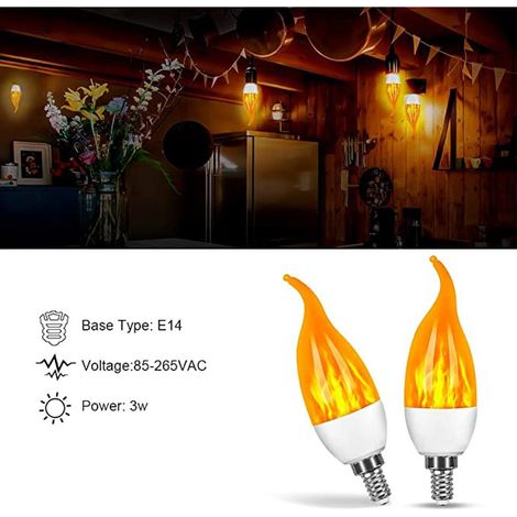 1 Ampoule LED effet flamme, 2W, intensité variable, douille E14, décoration maison jardin fêtes (1/4)