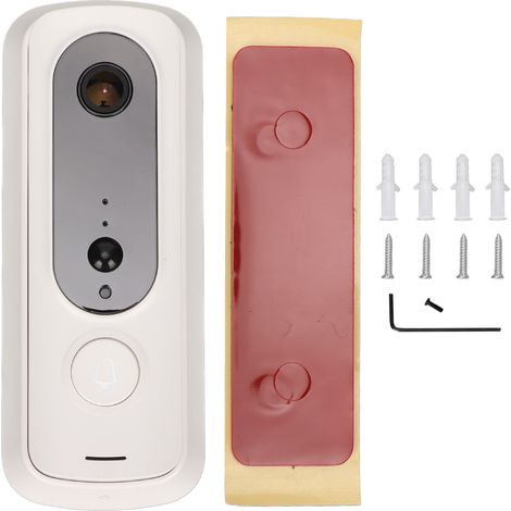 Caméra sonnette vidéo sans fil compatible Tuya, détecteur de mouvement WiFi, surveillance en temps réel, blanc