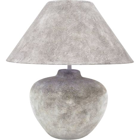 Lampe de table en céramique naturelle style pierre élégante - Pierre naturelle grisée et beige
