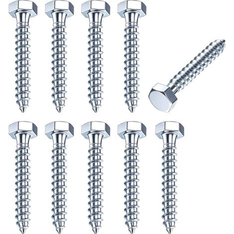 (M6x40)10Pcs Vis À Bois M6x40mm, Tire-fond Zingué Pour Terrasse (1/4)