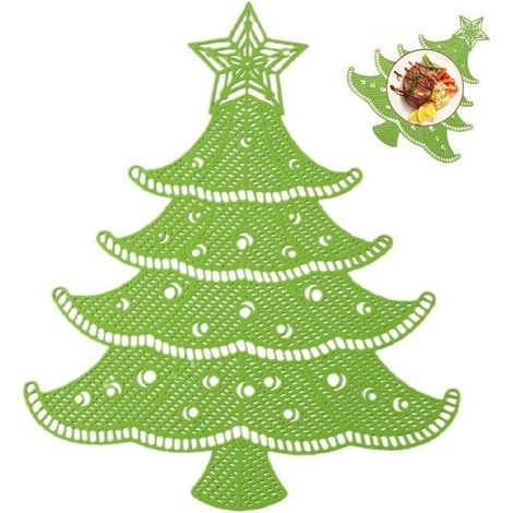 Napperon en Forme d'arbre De Noël, Tapis De Table Ajouré Résistant À Chaleur, Tapis De Dîner De Vacances, Coussin Isolant pour Table À Manger (1/5)