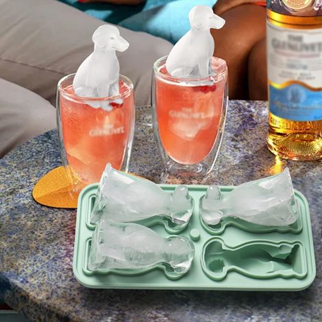 Moule à glaçons 3D Labrador, plateau en forme de chien en Silicone, moules réutilisables à 4 trous pour Cocktail et whisky (1/5)